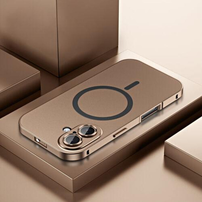 Alloy Aluminum Metal Mag Safe Magnetic Case for Iphone 16 15 14 13 12 Pro Max,Ultra Thin Phone Case Full Coverage Lens Protective Wireless Charging Protective Cover