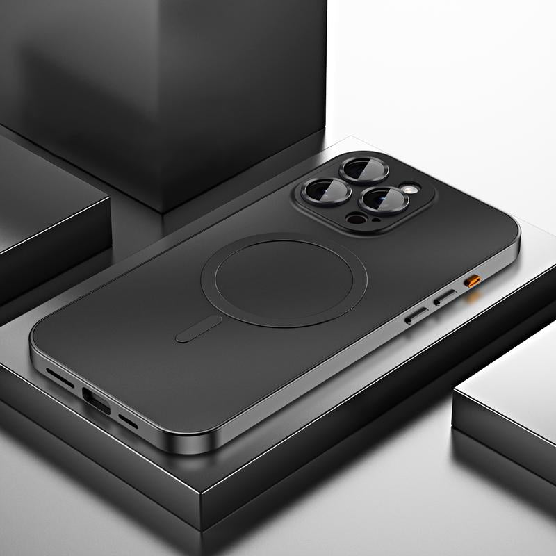 Alloy Aluminum Metal Mag Safe Magnetic Case for Iphone 16 15 14 13 12 Pro Max,Ultra Thin Phone Case Full Coverage Lens Protective Wireless Charging Protective Cover