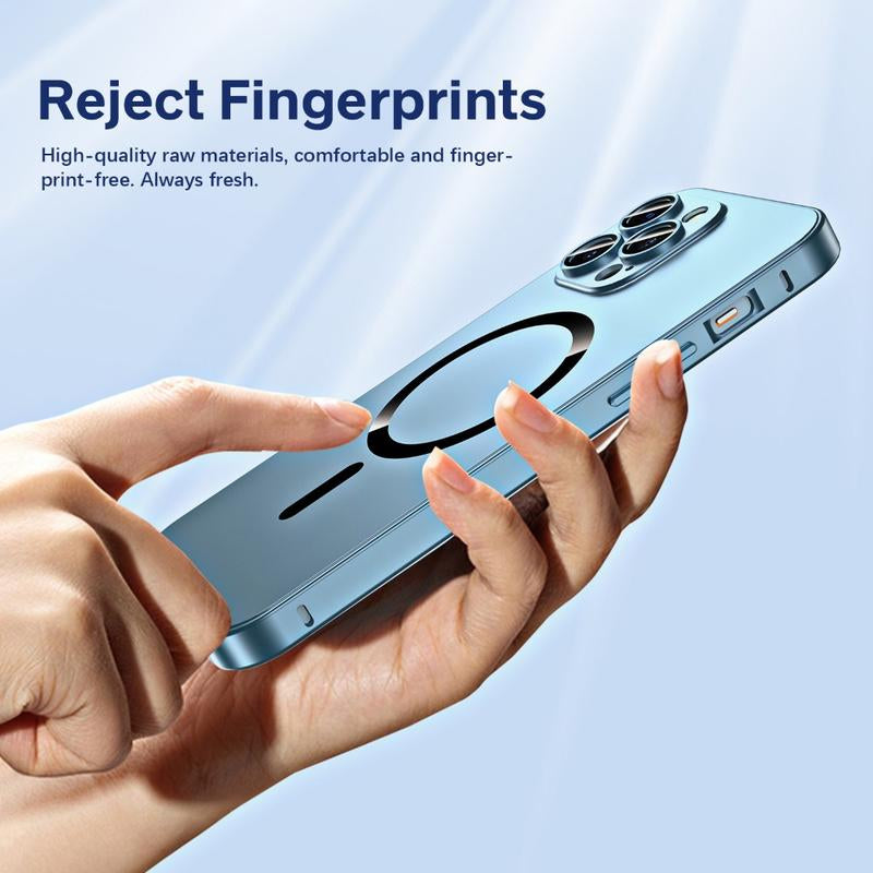 Alloy Aluminum Metal Mag Safe Magnetic Case for Iphone 16 15 14 13 12 Pro Max,Ultra Thin Phone Case Full Coverage Lens Protective Wireless Charging Protective Cover