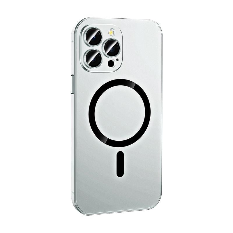 Alloy Aluminum Metal Mag Safe Magnetic Case for Iphone 16 15 14 13 12 Pro Max,Ultra Thin Phone Case Full Coverage Lens Protective Wireless Charging Protective Cover