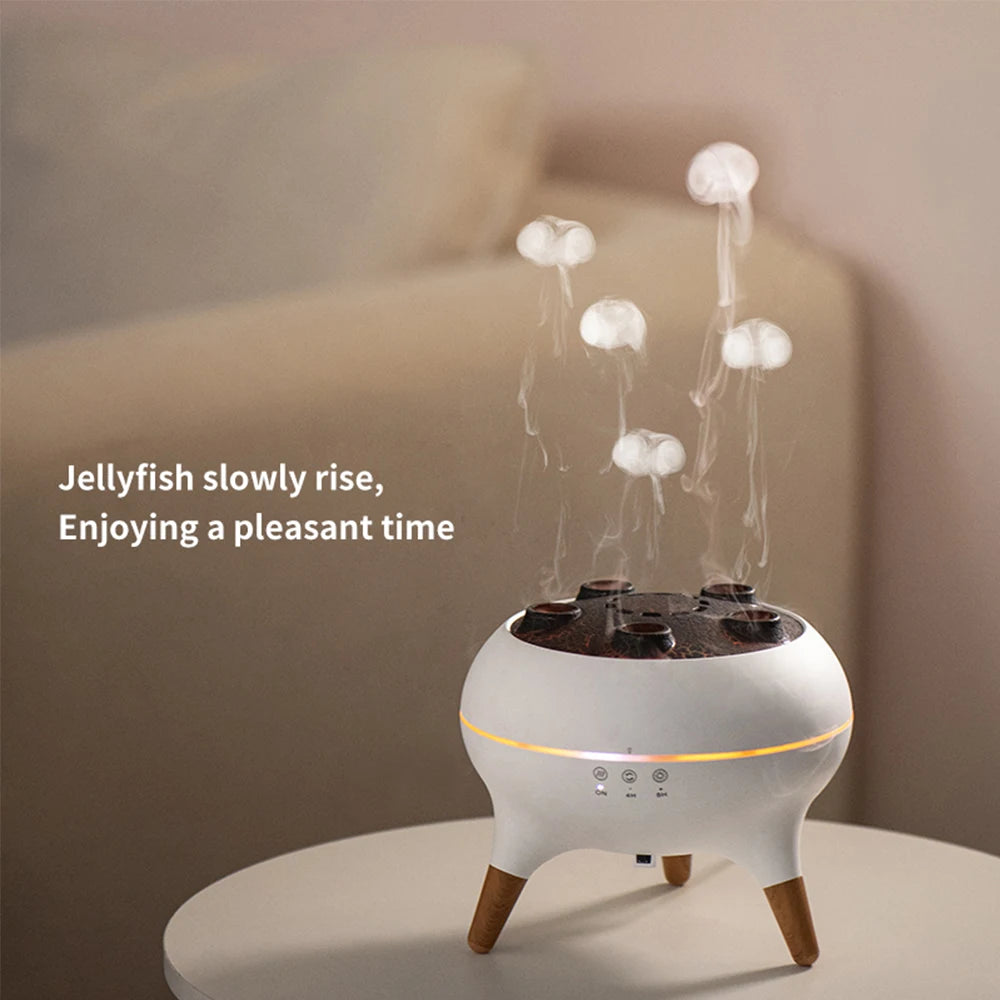 Dynamic Jellyfish Spray Air Humidifiers with Colourful Gradient Flame Night Lights Remote Control Essential Oil Aroma Diffusers