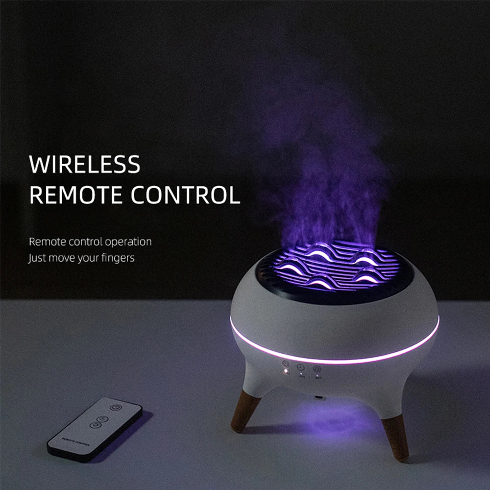 Dynamic Jellyfish Spray Air Humidifiers with Colourful Gradient Flame Night Lights Remote Control Essential Oil Aroma Diffusers