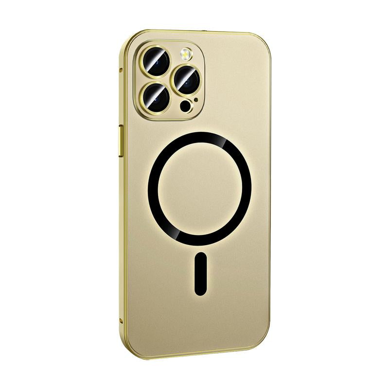 Alloy Aluminum Metal Mag Safe Magnetic Case for Iphone 16 15 14 13 12 Pro Max,Ultra Thin Phone Case Full Coverage Lens Protective Wireless Charging Protective Cover